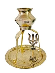 SHIVDEV CRAFT Shivling Abhishek Stand tripai lota Kalash puja Plate for ...