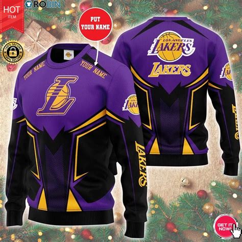 Personalized Name Los Angeles Lakers 3D Print Wool Sweater - RobinPlaceFabrics