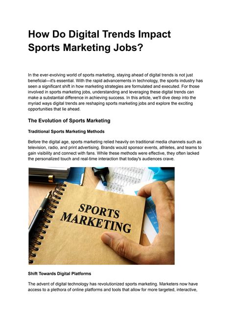 How Do Digital Trends Impact Sports Marketing Jobs? by Sportconn - Issuu