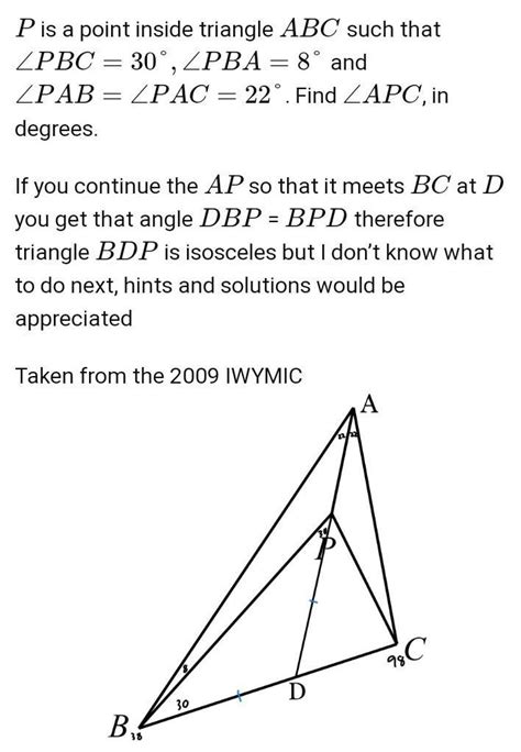 There exists a unique point p inside a triangle abc such that angle pab ...