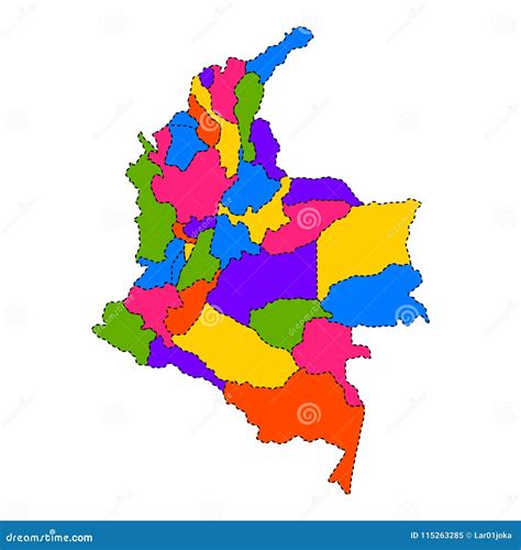 Political map of Colombia stock vector. Illustration of isolated - 115263285