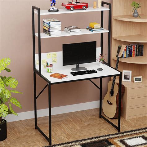 Lukzer 3 Layer Metal & Wood Standing Computer Desk | Sleek Workspace ...