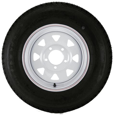 5.30X12 Loadstar Trailer Tire LRC on 5 Bolt White Spoke Wheel with Pin ...