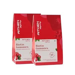 AITHEN Biotin Hair Gummies | For Stronger, Shinier Hair & Nails | 60 ...