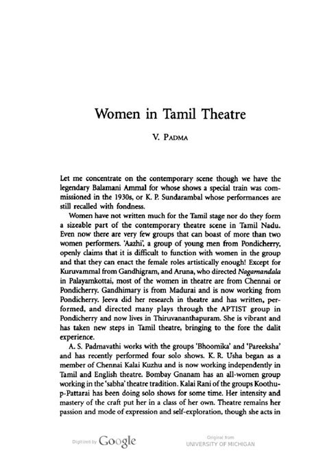 Women in Tamil Theatre: Exploring Identity and Expression in "Crossing ...