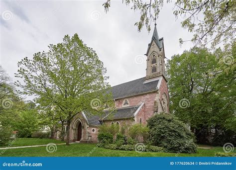 Beautiful and Old Evangelical Church Surrounded by Green Bushes and ...