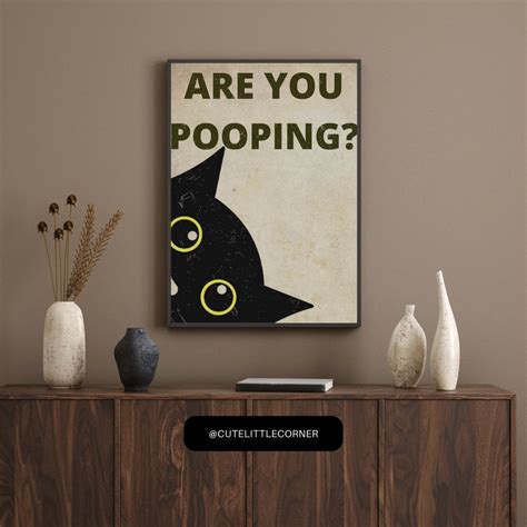 Black cat Are you pooping retro Poster | Zazzle | Funny bathroom art ...