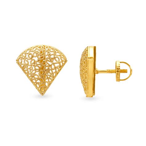 Elegant Jali Work Gold Triangle Studs