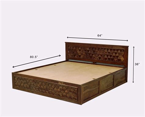 Puebla Solid Wood Queen Size Bed with Box Storage