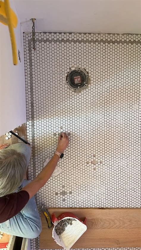 Penny Floor Tile Template Upcycled DIY Stenciled Penny Tile TV Tray