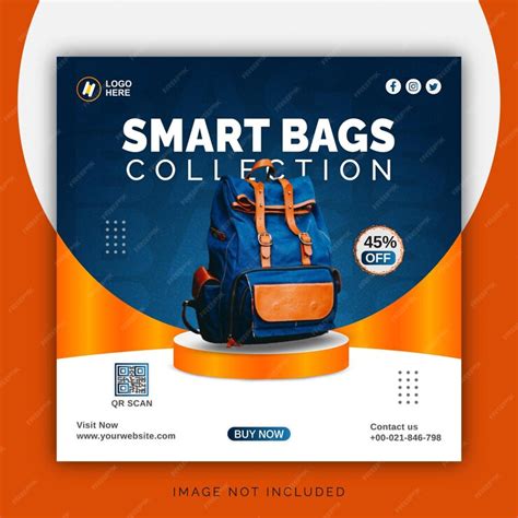 Exclusive smart bags collection instagram banner ad concept social ...
