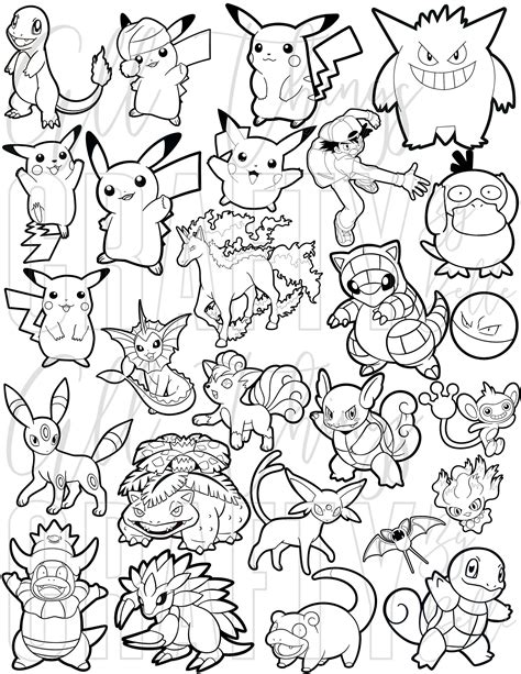 Pokemon Coloring Sheets - 78 Digital PDF Coloring Pages | Pikachu ...