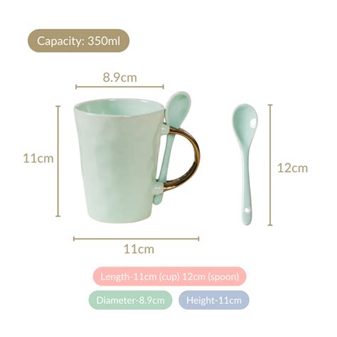 Mint Mugs With Spoon Set Of 6 350ml Online - Premium Coffee Mug | Nestasia