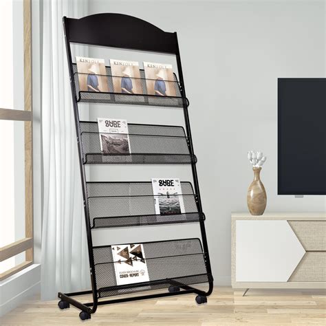 Amazon.com: Kenpiko Floor-Standing Magazine Rack, 4-Layer Brochure ...