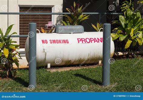Large Propane Tank in Landscaped Garden Stock Image - Image of propane ...