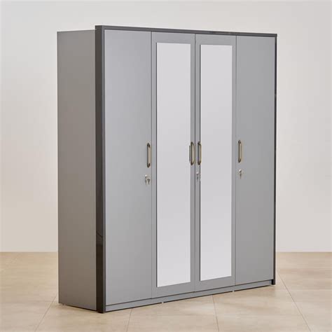 Buy Stellar 4-Door Wardrobe with Mirror and Drawer - Grey from Home ...