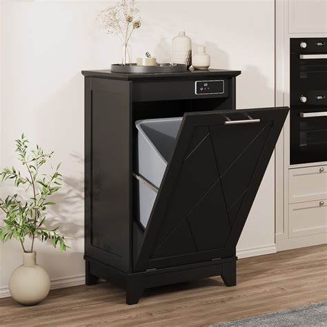 Halitaa Tilt Out Trash Cabinet, 10 Gallon Recycling Trash Can Cabinet ...