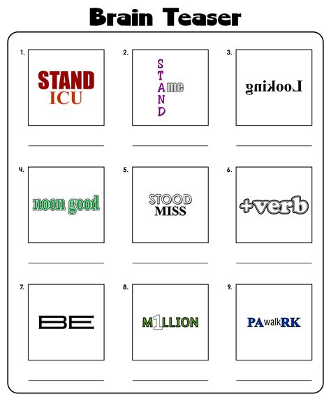 Rebus Puzzle Brain Teasers - 10 Free PDF Printables | Printablee