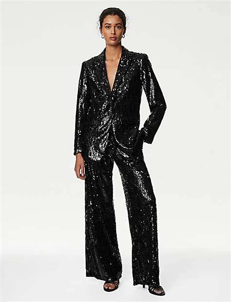 Buy Tailored Sequin Single Breasted Blazer at Marks & Spencer