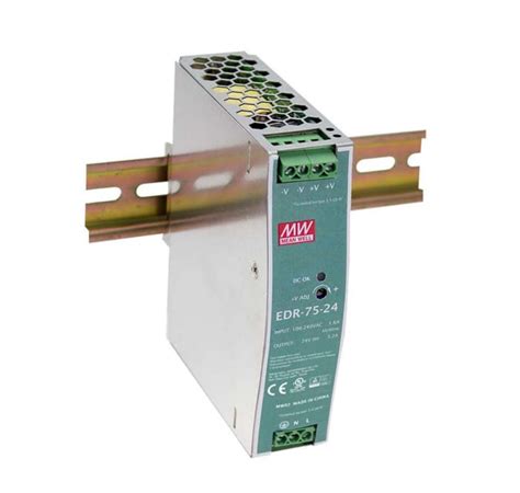 EDR-75-24 MEAN WELL | MEAN WELL EDR Switched Mode DIN Rail Power Supply ...