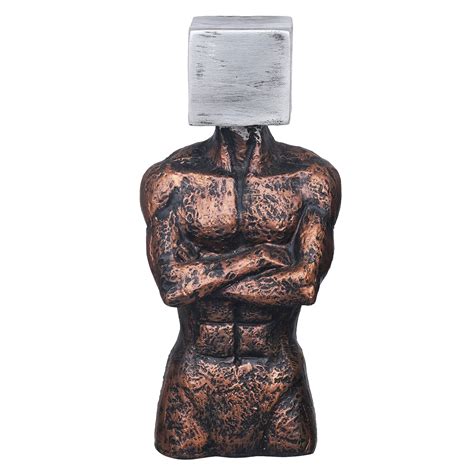 eCraftIndia Copper, Silver Polyresin Men Statue Square Sign On Face Hu