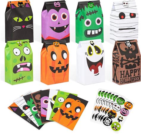 40 Pcs Halloween Treat Bags with Stickers, Halloween Trick or Treat ...