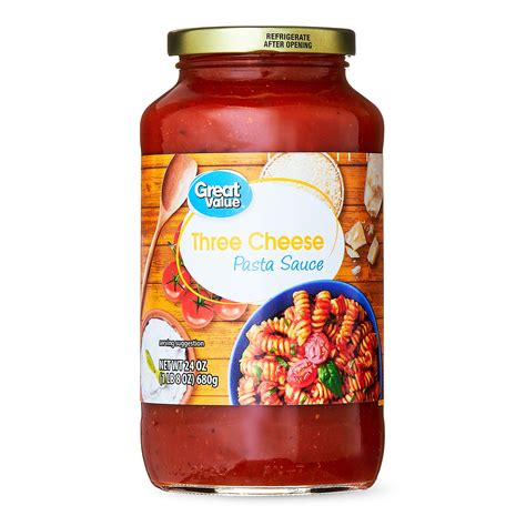 Great Value 3 Cheese Pasta Sauce, 24 oz - Easy Heat, Vegetarian Option ...