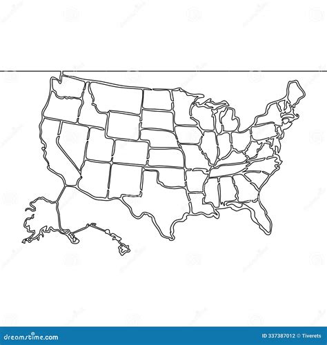 Line Drawing United States Map Southside,United States Minimalist Map