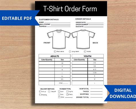 Free Editable Tshirt Order Form Printables - Printable Forms Free Online