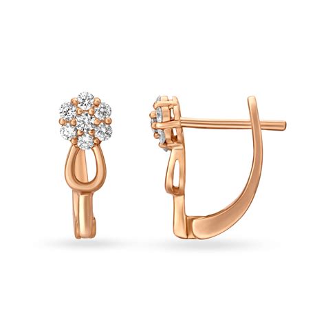 Amorous 18 Karat Rose Gold And Diamond Floral Hoop Earrings