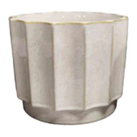 Indoor Cream Wide Fluted Ceramic Planter, Small
