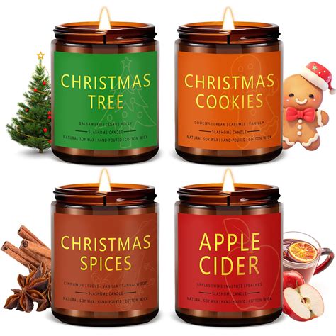 Amazon.com: Christmas Candle Set | 4 Pack Christmas Scented Candles for ...