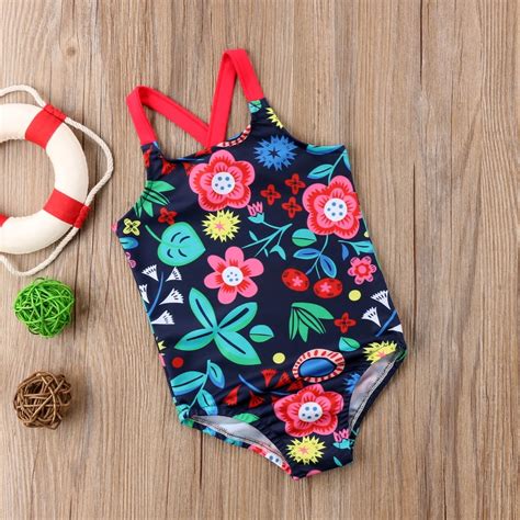 Toddler Kids Baby Girl Floral Print One Piece Monokini Swimsuit ...
