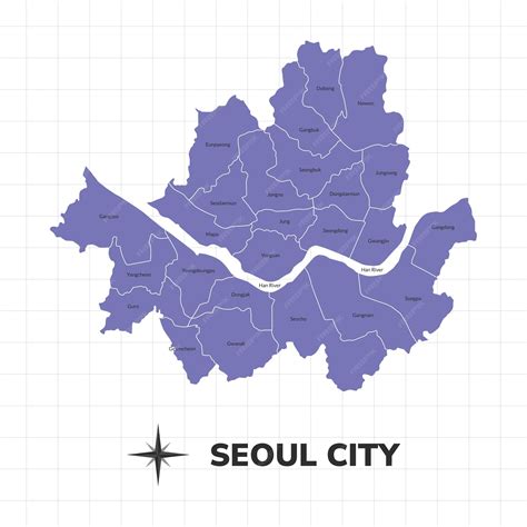 Seoul city map illustration map of the city in south korea | Premium Vector