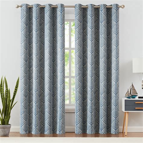 Curtainking 84 inch Blue Blackout Curtains, Geometric Pattern, Thermal ...