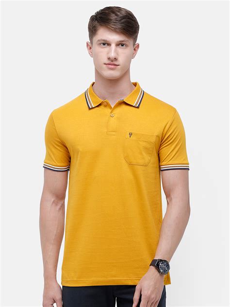 Buy Classic Polo Men Mustard Yellow Polo Collar Slim Fit T Shirt ...