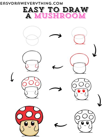 Easy to draw a cute mushroom - Simple drawings for beginners