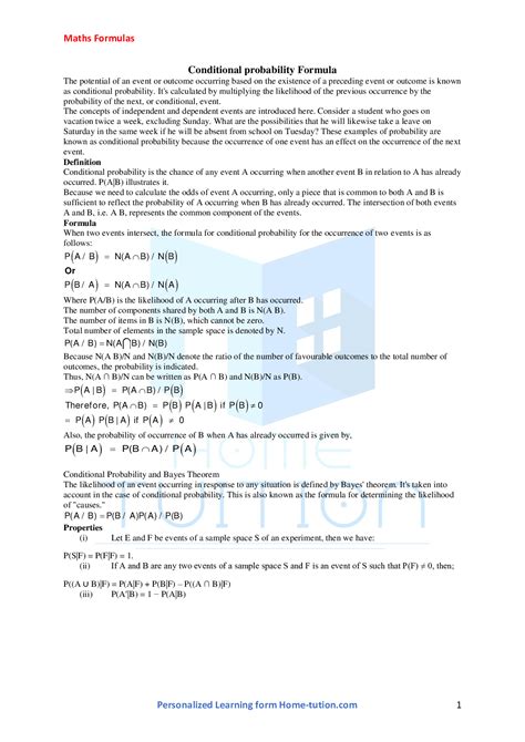 Image result for Conditional Probability Examples Formula