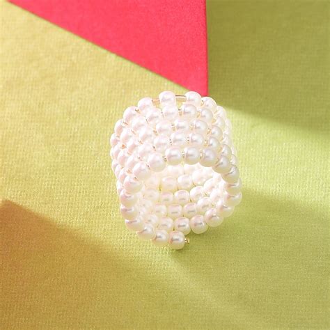 Accessorize London Women's Blue Harvest Pearl Wrap Ring - Accessorize India