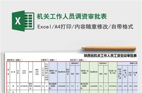 2021年机关工作人员调资审批表-Excel表格-工图网