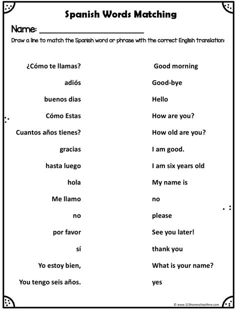 Spanish Greetings Worksheet for Beginners