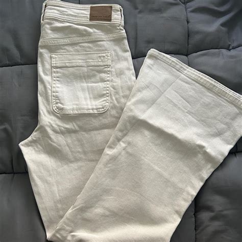 American Eagle Flare Jeans Cream AE super hi rise... - Depop