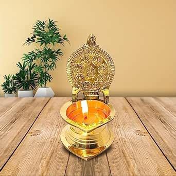 Buy DOKCHAN Ashta Lakshmi Brass Oil Deepak Diya 10 cm for Pooja ...