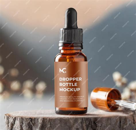 Premium PSD | Amber dropper bottle mockup design for branding