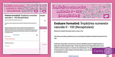 Împărțirea numerelor naturale 0-100 (Recapitulare) –Evaluare