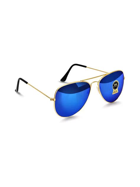 Buy Elligator Golden Aviator Sunglasses with Blue Lens & UV Protection ...