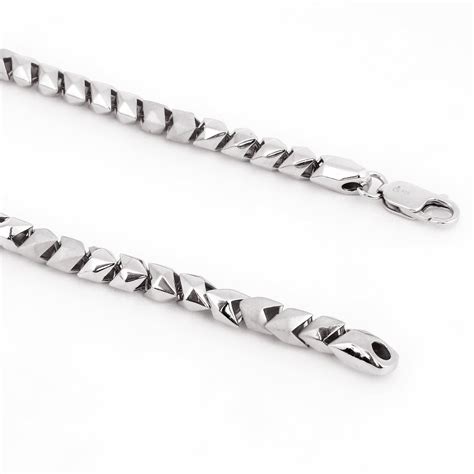 Maverick Block Rhodium Plated Men's Silver Chain – Diavo Jewels