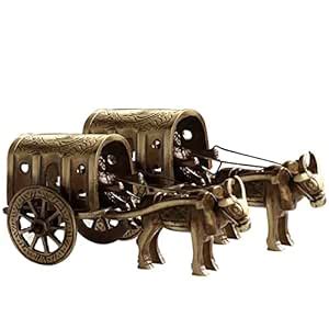Buy INDIAN ART VILLA Brass Handcrafted Bull Cart Showpiece Figurine ...