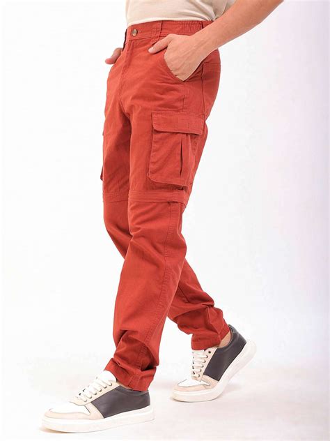 Shop Men Solid Relaxed Fit Zip-Off Convertible Cargo 0523-RPCNVCRG-01-6 ...