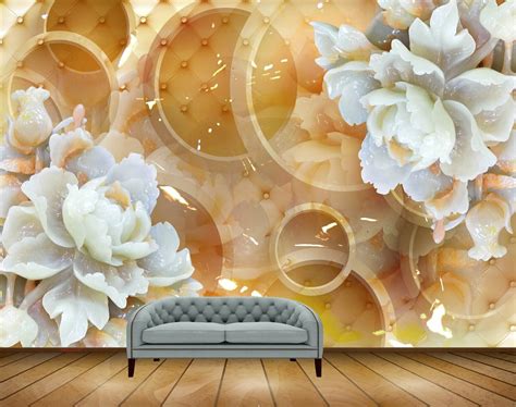 Avikalp MWZ0187 White Flowers Leaves 3D HD Wallpaper – Avikalp ...